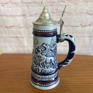 Vintage Avon Wildlife Ceramic Lidded Stein - 1976